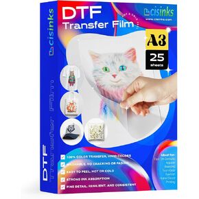 Premium DTF Transfer Film 13"x19" - A3 plus Hot/Cold Peel 20 Sheets Matte Clear PreTreat PET Heat Transfer Paper for DIY Direct Print on All Fabric and Colors T-Shirts Textile