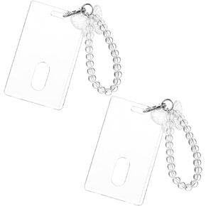 2Pcs Transparent Photocard Holder, Kpop Photo Card Holder with Butterfly Chain, Durable PS+Zinc Alloy Kawaii ID Badge Holder for Credit ID Bank Card Bus Card Student Card ID Badge