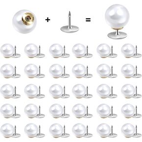 ZLMCUJE 30 Sets 10mm No Sew Black Pearl Buttons Brooch Pins Pearl Rivets No Tools Detachable and Reusable,DIY Craft Decoration (Black)