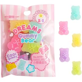 Colorful Cute Erasers, 5Pcs Gummy Bear Cabochons, Erasers Animals, Cartoon Bear Pencil Erasers, Stationery Supplies