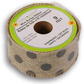 Decorative Burlap Ribbon Mini Spool - 1.5 Inches by 9 Feet (Black Chevron)
