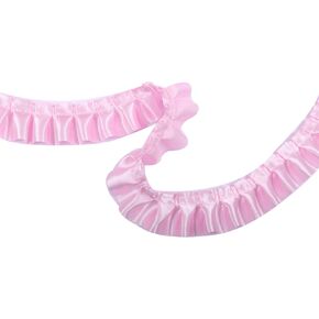 YYCRAFT 11 Yards Satin Ruffle Trim Fabric Trims and Embellishments by The Yard, 1.5 Inch Pink