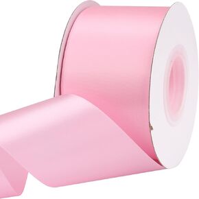 2 inch Wide 25 Yards Pink Satin Ribbon,Silk Ribbons Roll Craft Fabric Ribbon for Gift Wrapping, Perfect Wedding, Party Wreath, Sewing,Holiday Decor