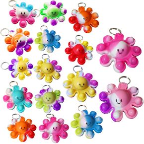 24 Packs Bulk octopus Fidget Bubble Bulk Mini Pop Keychain Fidget for Teens and Kids, Birthday Party Favors Supplies Classroom summer Student gifts