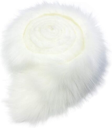 Furryvalley Faux Fur Trim Raccon Fox Fur Ribbon Craft Furry Stripe for Slippers Slides Fringe 2 Yards (White) in Saudi Arabia