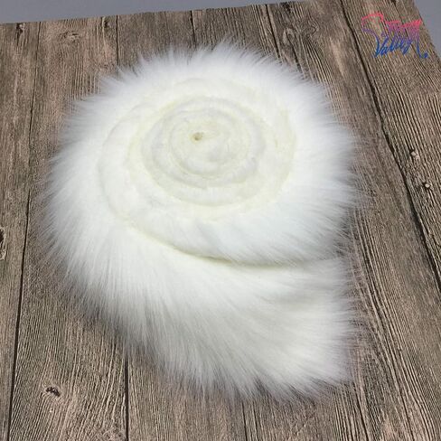 Furryvalley Faux Fur Trim Raccon Fox Fur Ribbon Craft Furry Stripe for Slippers Slides Fringe 2 Yards (White) in Saudi Arabia