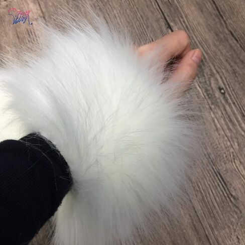 Furryvalley Faux Fur Trim Raccon Fox Fur Ribbon Craft Furry Stripe for Slippers Slides Fringe 2 Yards (White) in Saudi Arabia