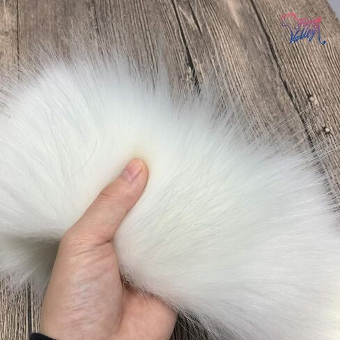 Furryvalley Faux Fur Trim Raccon Fox Fur Ribbon Craft Furry Stripe for Slippers Slides Fringe 2 Yards (White) in Saudi Arabia