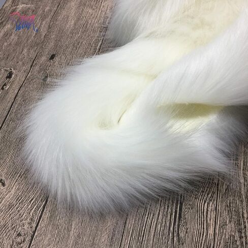 Furryvalley Faux Fur Trim Raccon Fox Fur Ribbon Craft Furry Stripe for Slippers Slides Fringe 2 Yards (White) in Saudi Arabia