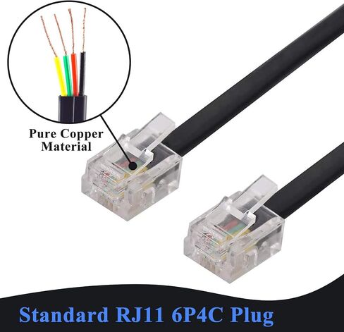 Phone Cord 15FT, Landline Telephone Cable with RJ11 Plug, Includes Telephone Inline Coupler RJ11 Splitter and 10pcs Cable Clips(White) in Kuwait