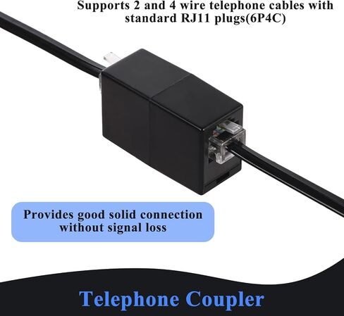 Phone Cord 15FT, Landline Telephone Cable with RJ11 Plug, Includes Telephone Inline Coupler RJ11 Splitter and 10pcs Cable Clips(White) in Kuwait