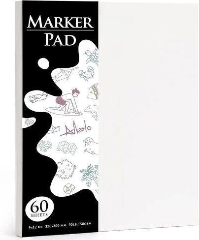 Sketchbook Marker Paper Pad, 90LB/150GSM Thick Sketch Book, 60 Sheets/120 Pages Spiral Bound, Sketch Book for Alcohol Markers, Acrylic Marker, Charcoal Pencil, Ink Pens, Colored Pencil, Oil Pastel in Saudi Arabia