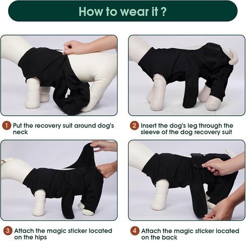 Kuoser Dog Surgery Suit Female Spay, Male Dog Recovery Sleeve Back Leg, Thigh Wound Protective Recovery Suit for Dogs, Dog Rear Leg Sleeve to Stop Licking, Pet Surgical Suit Puppy Onesie Bodysuit in Kuwait