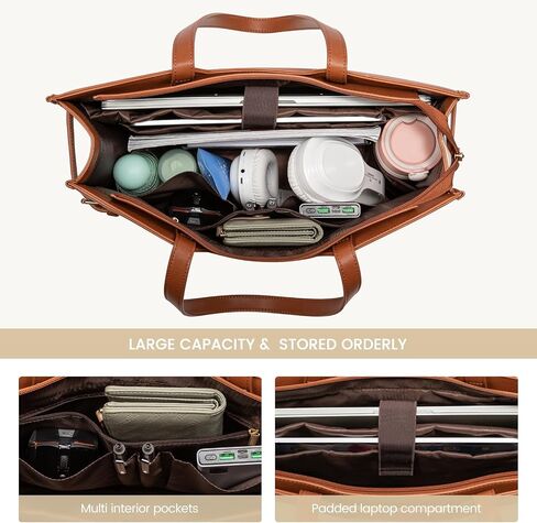 LOVEVOOK Laptop Bag for Women 15.6 Inch Leather Work Bag for Women Large Capacity Work Tote Bags with Clutch Purse Waterproof Computer Bags Business Briefcase Office in Saudi Arabia
