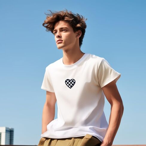 10 PCS تصحيحات العلم السباق المتقلب ، الحديد المتقلب القلب على البقع ، قلوب بيضاء أسود مطرزة جان بوتش شارة مطرزة مضحكة الحديد لأكياس الملابس قبعات القبعات جينز in Kuwait