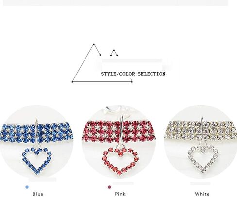 Pet Collar with Diamonds, Adjustable Crystal Diamond Elastic Love Heart Pendant Wedding cat and Dog Small pet Necklace Jewelry in Saudi Arabia