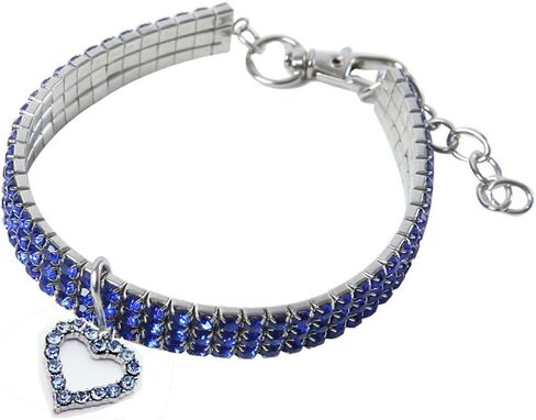 Pet Collar with Diamonds, Adjustable Crystal Diamond Elastic Love Heart Pendant Wedding cat and Dog Small pet Necklace Jewelry in Saudi Arabia