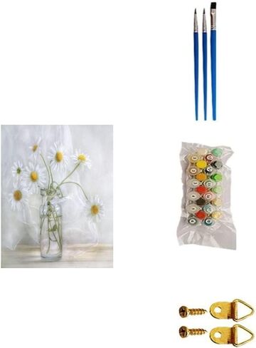 BOMUVI Paint by Numbers for Adults Beginner Paint by Numbers for Adults Daisy Paint by Number Kits Acrylic Painting White Flower Paint by Number Kits on Canvas Paint by Number Adults 16x20 in in Saudi Arabia