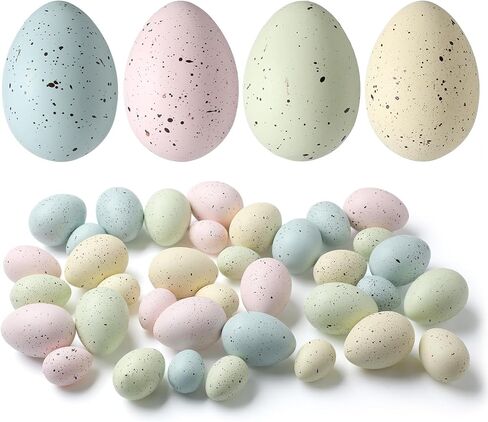 36 Pcs Easter Speckled Eggs Plastic Speckled Eggs Bowl and Vase Filler Faux Chicken Eggs for DIY Spring Displays and Easter Decorations (Classic Color) in Kuwait