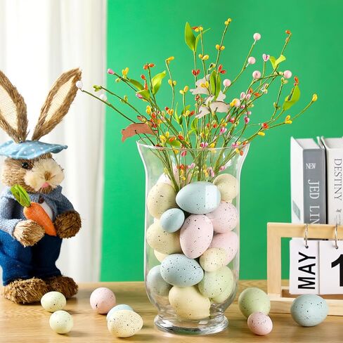 36 Pcs Easter Speckled Eggs Plastic Speckled Eggs Bowl and Vase Filler Faux Chicken Eggs for DIY Spring Displays and Easter Decorations (Classic Color) in Kuwait