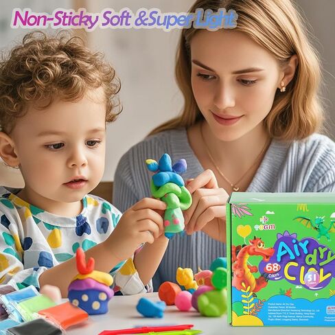 Air Dry Clay for Kids,Modeling Clay Kit 51 Colors with Sculpting Tools,Model Magic Arts and Crafts Gift for Birthdays & Holidays Boys Girls Ages 3-12 in Saudi Arabia