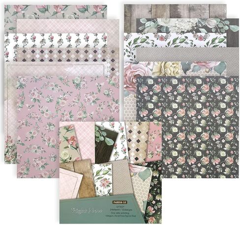 Scrapbooking Paper,Pack of 24 Sheets Designer Paper Pad 12x12 Inches Single-Sided Decorative Origami Scrapbook Paper Supplies Patterned Cardstock for Craft Gift Wrapping Photo Album (PA1902) in Saudi Arabia
