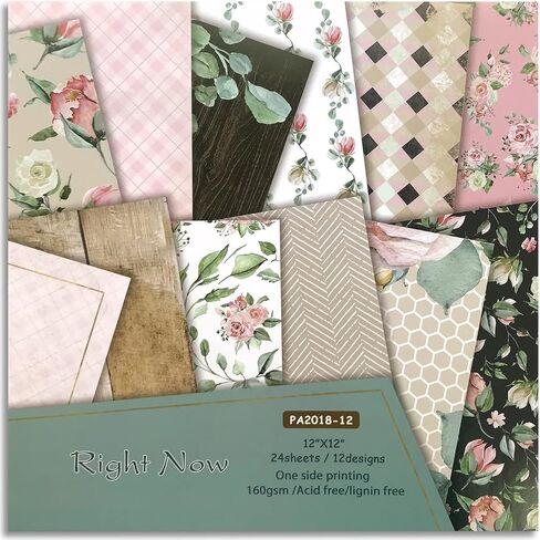 Scrapbooking Paper,Pack of 24 Sheets Designer Paper Pad 12x12 Inches Single-Sided Decorative Origami Scrapbook Paper Supplies Patterned Cardstock for Craft Gift Wrapping Photo Album (PA1902) in Saudi Arabia