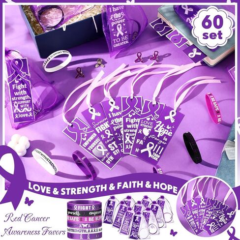 XunYee Purple Ribbon Awareness Silicone Wristband Bracelets with Pins Bookmarks Pancreatic Cancer Lupus Domestic Violence Alzheimer's Awareness Supplies Bulk for Men Women Charity Gifts(Purple) in Kuwait