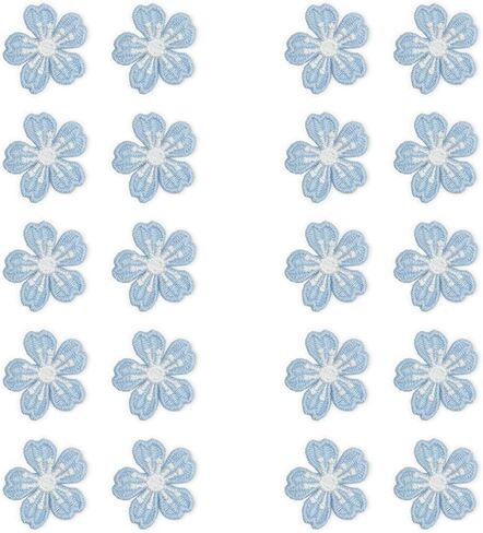 20 Pcs Daisy Flower Patches,Flower Applique Daisy Flower Patches for Clothes,Floral Patches Embroidered Patches Embroidered Appliques Sew for DIY,Hats,Bags,Jackets,Repair Decorations(Blue) in Kuwait