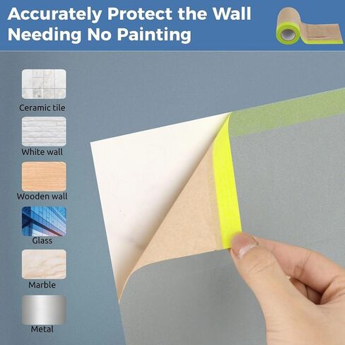 yeesport 4 Rolls Pre-Taped Masking Paper for Painting, 6 in x 50 Ft Tape and Drape Painters Paper, Paint Adhesive Protective Paper Roll for Covering Skirting, Door Frames, Cars in Saudi Arabia