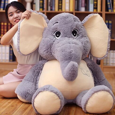 Giant Elephant Stuffed Animal 39'',Large Stuffed Elephant Plush Toy,Soft Huggable Elephant Plush Cute Elephant Plush Toy for Girls Boys Kids Babies,Gifts for Birthday Mother's Day Christmas in Kuwait