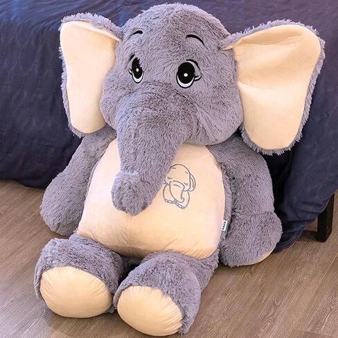 Giant Elephant Stuffed Animal 39'',Large Stuffed Elephant Plush Toy,Soft Huggable Elephant Plush Cute Elephant Plush Toy for Girls Boys Kids Babies,Gifts for Birthday Mother's Day Christmas in Kuwait