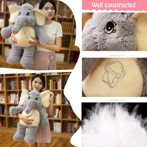 Giant Elephant Stuffed Animal 39'',Large Stuffed Elephant Plush Toy,Soft Huggable Elephant Plush Cute Elephant Plush Toy for Girls Boys Kids Babies,Gifts for Birthday Mother's Day Christmas in Kuwait
