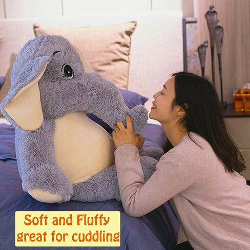Giant Elephant Stuffed Animal 39'',Large Stuffed Elephant Plush Toy,Soft Huggable Elephant Plush Cute Elephant Plush Toy for Girls Boys Kids Babies,Gifts for Birthday Mother's Day Christmas in Kuwait