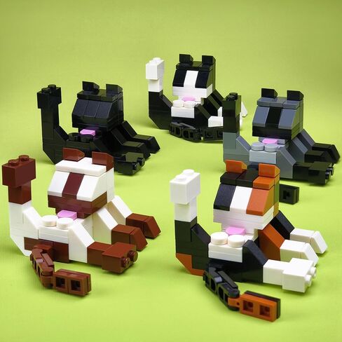 MOC Licking Butt Cat Building Block Set, Compatible with Lego 853792 Accessory, Black, Calico, Siamese Cow Cat, Funny Gift for Animal Lovers, Cat Lover for Adults (Cow) in Saudi Arabia
