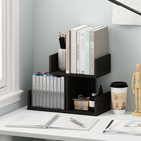 Furinno Hermite Wooden Desktop Bookshelf Storage Organizer for Home and Office Supplies, White in Kuwait