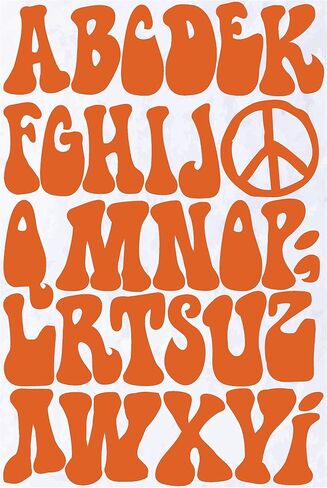 IRON 'EM Orange Iron On Letters for Fabric, Clothing, Custom Tshirt, DIY Craft for Kids, Adults, and Toddlers 2" Dura-Felt Letters for Fabric, Heat Transfer Letters. Hippie Style Font. 2 Sheets in Saudi Arabia