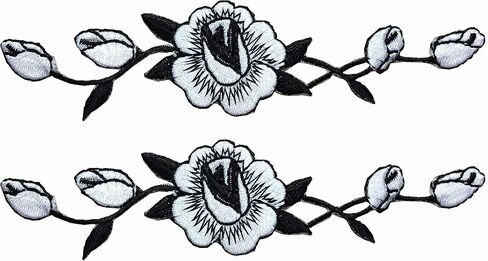 Lot 2 PCS Rose Flower Embroidery Iron on flower patch for craft ، الخياطة ، الملابس (1 1/8 "x4 3/4" بوصة) (أرجواني) in Kuwait