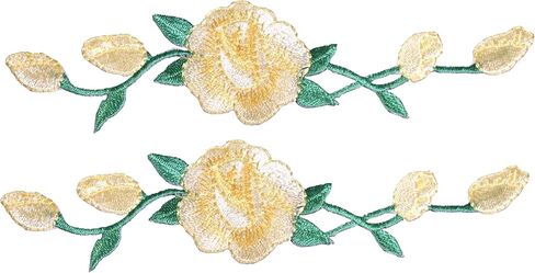 Lot 2 PCS Rose Flower Embroidery Iron on flower patch for craft ، الخياطة ، الملابس (1 1/8 "x4 3/4" بوصة) (أرجواني) in Kuwait