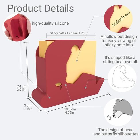 Li & Zhao Bear Sticky Note Holder - Post post post it note dispenser memo dispenser pen sticky note suffenser post it note stelder notepad holder for deskn School Office ( in Kuwait