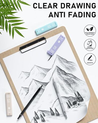 Four Candies 0.7mm Lead Refills in Case, Pack of 720 PCS Black HB #2 Break Resistant Mechanical Pencil Refills, 12 Tubes of 0.7 Lead, 60 Pieces per Tube in Kuwait