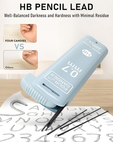 Four Candies 0.7mm Lead Refills in Case, Pack of 720 PCS Black HB #2 Break Resistant Mechanical Pencil Refills, 12 Tubes of 0.7 Lead, 60 Pieces per Tube in Kuwait