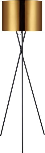 Versanora Cara Modern LED Tripod Floor Lamp Tall Standing Light with Drum Shade Metal Legs for Living Room Reading Study Bedroom Home Office, 62 inch Height, Gold/Black in Saudi Arabia