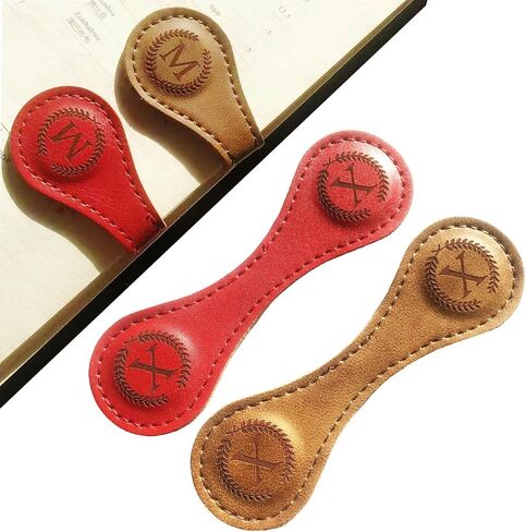 2 Pcs Personalized Magnetic Leather Bookmark,26 Letters Custom Leather Bookmarks,Customized Bookmarks,Leather Magnetic Bookmark for Book Lovers Readers Women Kid（Brown and red） (J) in Kuwait