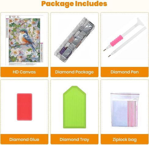 Diamond Art Kits for Adults Birds Flowers, 5D Diamond Painting Kits for Beginners DIY Full Drill Diamonds Painting Pictures, Diamond Gem Art Painting DIY Crafts Kit for Home Wall Decor 12x16inch in Kuwait