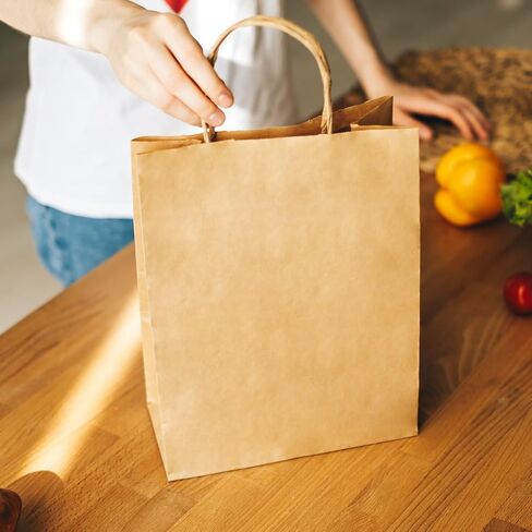 Gitmiws 120 Pack Brown Kraft Paper Paps with Handles ، وأكياس هدايا الورق الحرف البني أحجام متنوعة ، وأكياس ورق البيع بالتجزئة بشكل كبير للأعمال التجارية الصغيرة ، والتسوق ، والبضائع ، و Favors Pavors in Kuwait