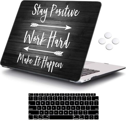iCasso Compatible with MacBook Air 13 Inch Case 2020 2019 2018 Release A2337/A2179/A1932 with Retina Display Touch ID, Protective Hard Shell Case and Keyboard Cover for MacBook Air 13 - Stay Positive in Kuwait