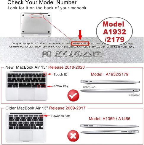 iCasso Compatible with MacBook Air 13 Inch Case 2020 2019 2018 Release A2337/A2179/A1932 with Retina Display Touch ID, Protective Hard Shell Case and Keyboard Cover for MacBook Air 13 - Stay Positive in Kuwait