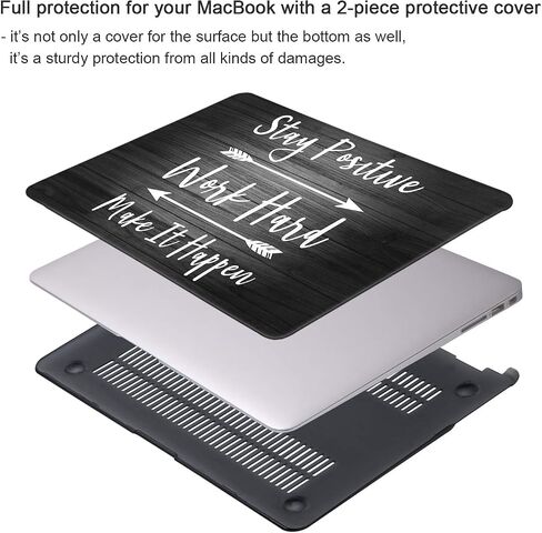 iCasso Compatible with MacBook Air 13 Inch Case 2020 2019 2018 Release A2337/A2179/A1932 with Retina Display Touch ID, Protective Hard Shell Case and Keyboard Cover for MacBook Air 13 - Stay Positive in Kuwait