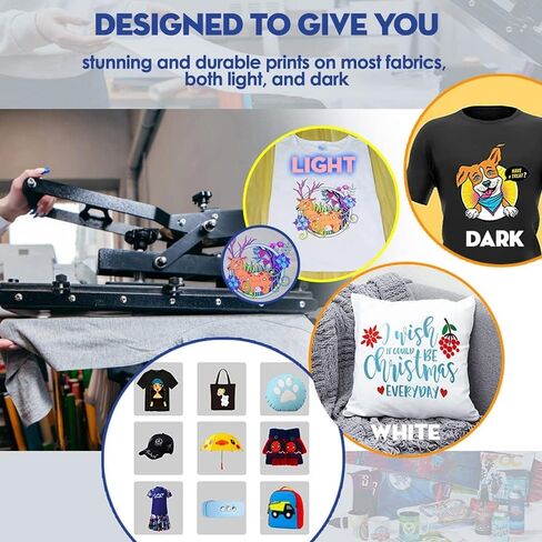 Premium DTF Transfer Film 13"x19" - A3 plus Hot/Cold Peel 20 Sheets Matte Clear PreTreat PET Heat Transfer Paper for DIY Direct Print on All Fabric and Colors T-Shirts Textile in Kuwait